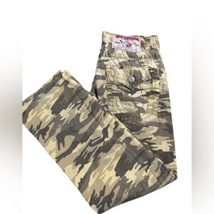 VTG TRUE RELIGION Joey Super T Camo Jeans Men 34x30 Made in USA Y2K